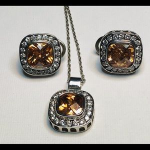 Gorgeous Citrine CZ Necklace and Earring Set